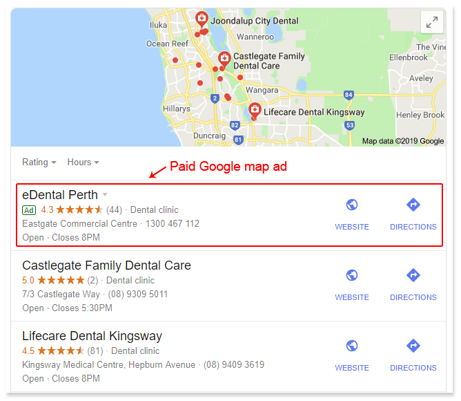 Paid-Dentist-Ad-on-Google-Maps
